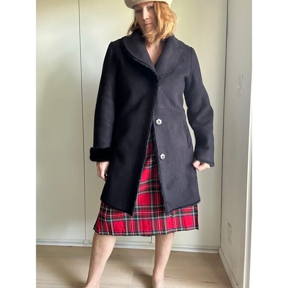 Hawke & Co Faux Fur and Suede Overcoat Size large Black Reversible Faux Mink - Picture 4 of 15